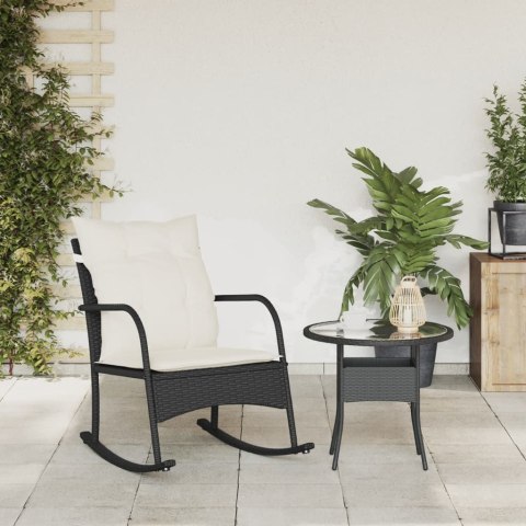 VidaXL Bujane krzesło ogrodowe z poduszkami, czarne, polirattan