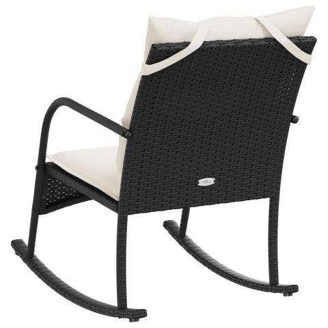 VidaXL Bujane krzesło ogrodowe z poduszkami, czarne, polirattan