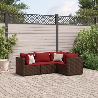 VidaXL 4-cz zestaw wypoczynkowy do ogrodu, poduszki, brązowy rattan PE