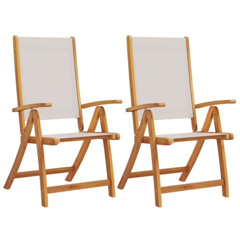 VidaXL Składane krzesła ogrodowe, 2 szt., drewno akacjowe i textilene