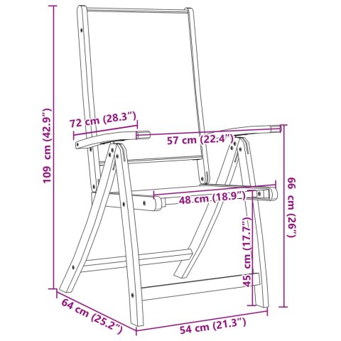 VidaXL Składane krzesła ogrodowe, 2 szt., drewno akacjowe i textilene