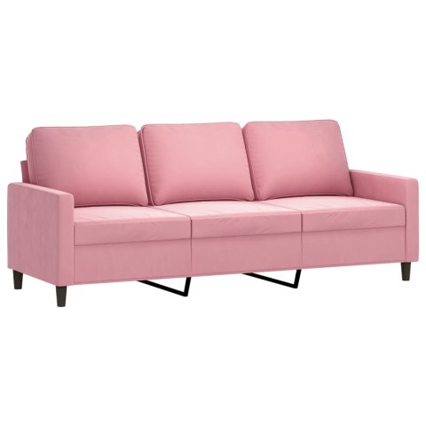 VidaXL Sofa 3-osobowa, różowa, 180 cm, obita aksamitem