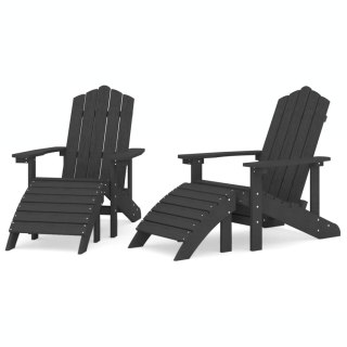 VidaXL Krzesła ogrodowe Adirondack z podnóżkami, 2 szt, HDPE, antracyt