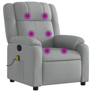 VidaXL Rozkładany fotel masujący, jasnoszary, obity tkaniną
