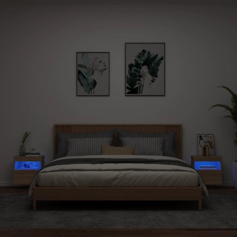 VidaXL Ścienne szafki TV z LED, 2 szt., dąb sonoma, 40x30x40 cm