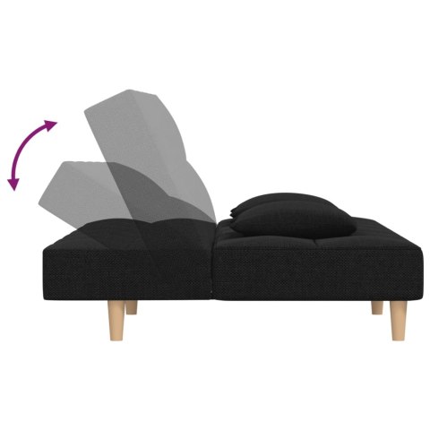 VidaXL 2-osobowa kanapa, 2 poduszki, czarna, tapicerowana tkaniną