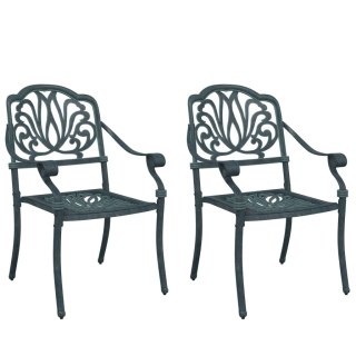 VidaXL Krzesła ogrodowe 2 szt., zielone, odlewane aluminium