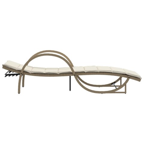 VidaXL Leżak z poduszką, beżowy, 60x199x42 cm, polirattan