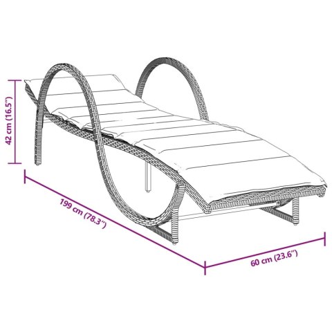 VidaXL Leżak z poduszką, beżowy, 60x199x42 cm, polirattan