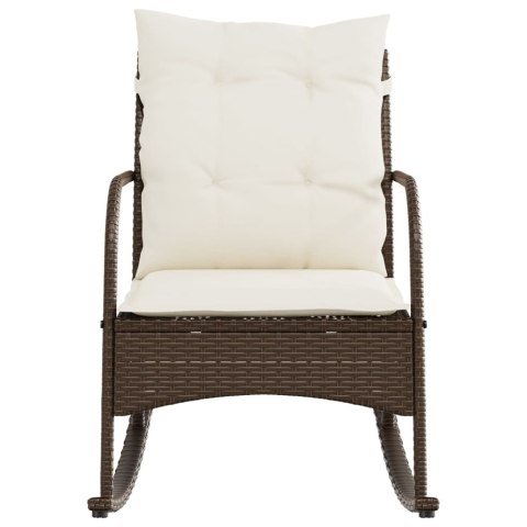 VidaXL Bujane krzesło ogrodowe z poduszkami, brązowe, polirattan