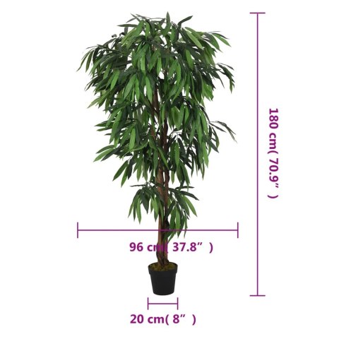 VidaXL Sztuczne drzewko mango, 900 liści, 180 cm, zielone