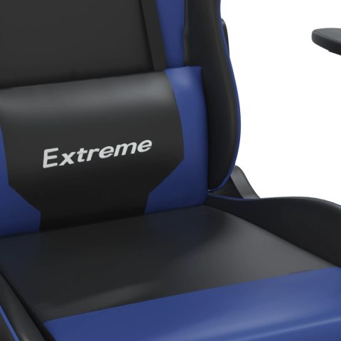 VidaXL Masujący fotel gamingowy z podnóżkiem, czarno-niebieski