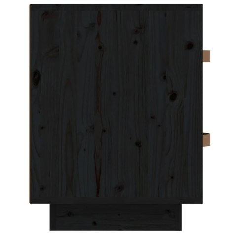  vidaXL Szafka nocna, czarna, 40x34x45 cm, lite drewno sosnowe