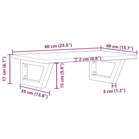 VidaXL Półka ścienna pod umywalkę, stal i lite drewno dębowe