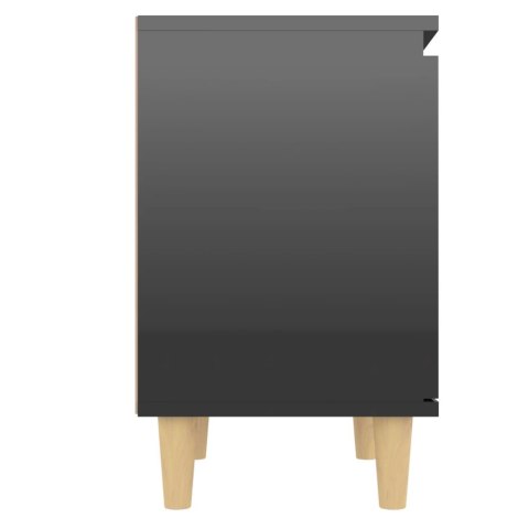 VidaXL 2 szafki nocne z drewnianymi nogami, czarne, połysk, 40x30x50cm