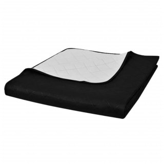 VidaXL Dwustronna pikowana narzuta na łóżko, czarno-biała, 170x210 cm