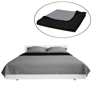 VidaXL Dwustronna pikowana narzuta na łóżko, czarno-szara, 220x240 cm