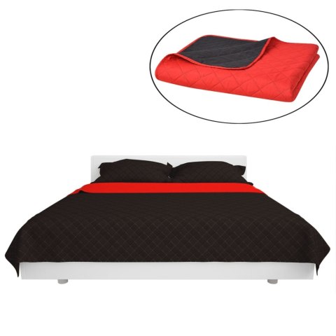 VidaXL Dwustronna pikowana narzuta na łóżko czerwono-czarna 220x240 cm