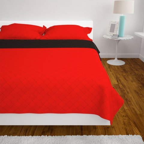 VidaXL Dwustronna pikowana narzuta na łóżko czerwono-czarna 220x240 cm
