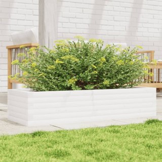 VidaXL Donica ogrodowa, biała, 110x40x23 cm, lite drewno sosnowe