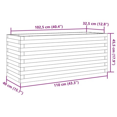 VidaXL Donica ogrodowa, biała, 110x40x45,5 cm, lite drewno sosnowe