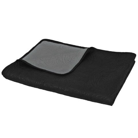 VidaXL Dwustronna narzuta na łóżko, pikowana, 170x210 cm, szaro-czarna