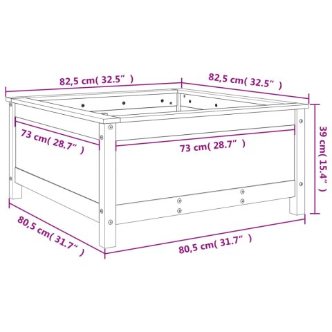 VidaXL Donica ogrodowa, biała, 82,5x82,5x39 cm, lite drewno sosnowe