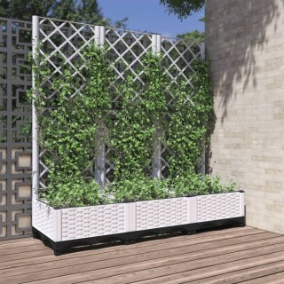 VidaXL Donica ogrodowa z kratką, biała, 120x40x121,5 cm, PP