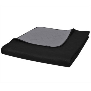 VidaXL Dwustronna pikowana narzuta na łóżko, czarno-szara, 170x210 cm