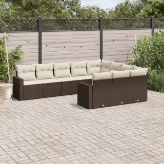 VidaXL 10-cz. zestaw mebli ogrodowych z poduszkami, brązowy polirattan