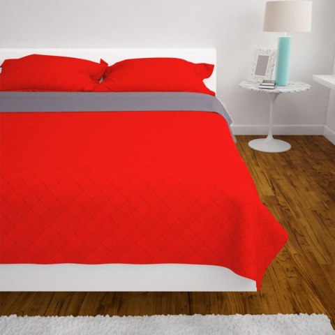 VidaXL Dwustronna pikowana narzuta na łózko, czerwono-szara 230x260 cm