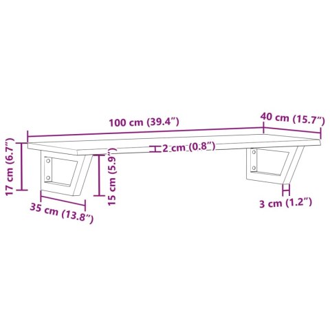 VidaXL Półka ścienna pod umywalkę, stal i lite drewno dębowe
