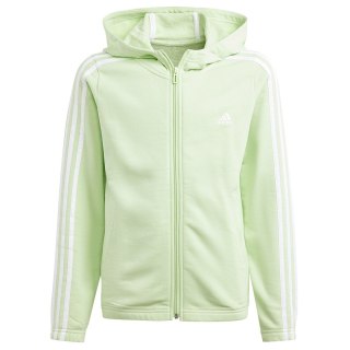 Bluza adidas 3 Stripes Full-Zip Hoodie girls IS2632 zielony 152 cm