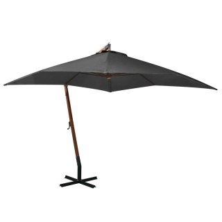 VidaXL Parasol ogrodowy wiszący, na jodłowym słupku, antracyt, 3x3 m