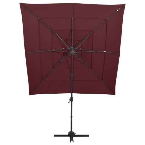 VidaXL 4-poziomowy parasol na aluminiowym słupku, bordowy, 250x250 cm