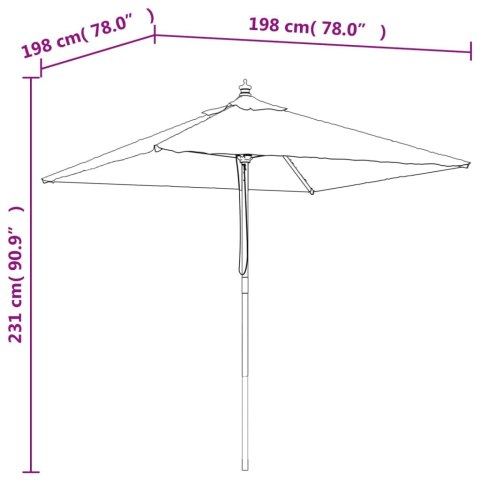 VidaXL Parasol ogrodowy na drewnianym słupku, czarny, 198x198x231 cm