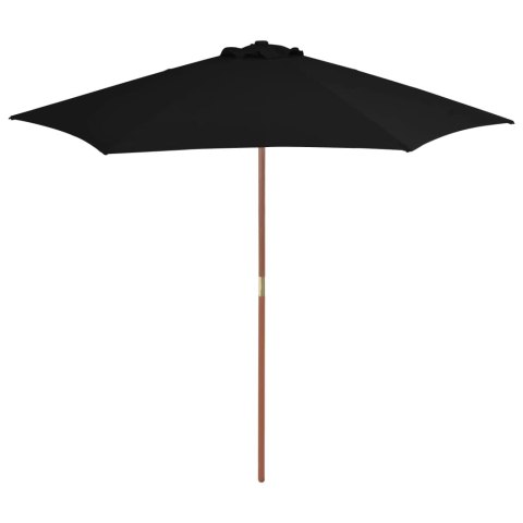 VidaXL Parasol ogrodowy na drewnianym słupku, czarny, 270 cm