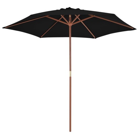 VidaXL Parasol ogrodowy na drewnianym słupku, czarny, 270 cm