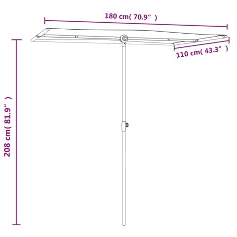 VidaXL Parasol ogrodowy na słupku aluminiowym, 180x110 cm, zielony