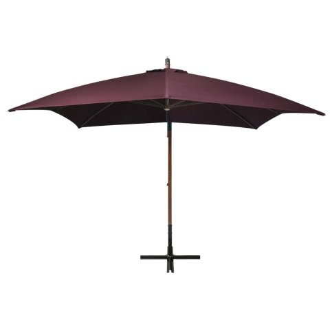 VidaXL Parasol ogrodowy wiszący, na jodłowym słupku, bordowy, 3x3 m