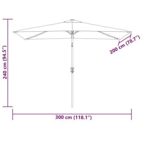 VidaXL Prostokątny parasol ogrodowy, zielony, 200x300 cm