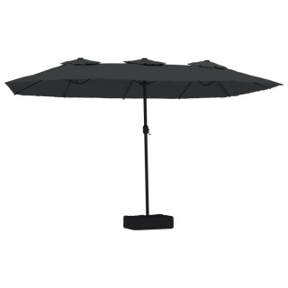 VidaXL Podwójny parasol ogrodowy z LED, czarny, 449x245 cm