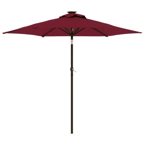 VidaXL Parasol ogrodowy LED, stalowy słupek, bordowy, 225x225x212 cm