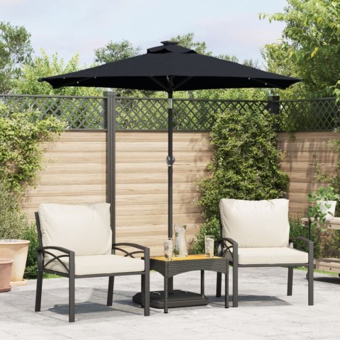 VidaXL Parasol ogrodowy LED, stalowy słupek, czarny, 225x225x212 cm