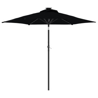 VidaXL Parasol ogrodowy LED, stalowy słupek, czarny, 225x225x212 cm