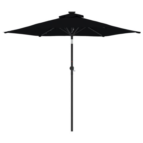 VidaXL Parasol ogrodowy LED, stalowy słupek, czarny, 225x225x212 cm