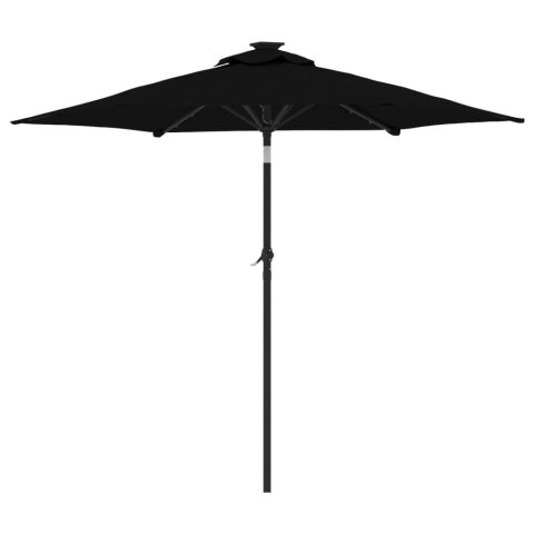 VidaXL Parasol ogrodowy LED, stalowy słupek, czarny, 225x225x212 cm