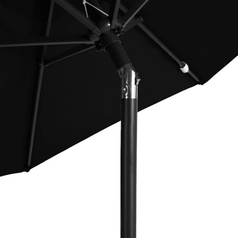 VidaXL Parasol ogrodowy na stalowym słupku, czarny, 225x225x212 cm