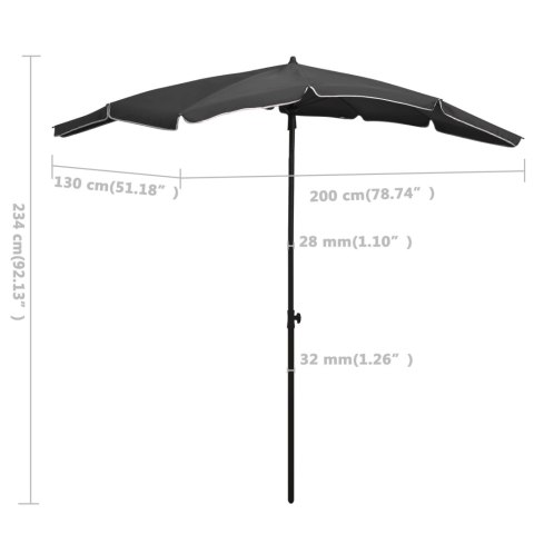 VidaXL Parasol ogrodowy na słupku, 200x130 cm, antracytowy