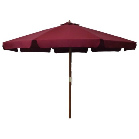 VidaXL Parasol ogrodowy na drewnianym słupku, 330 cm, burgundowy